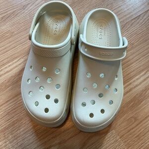 CROCS Women's Platform Cream Clogs